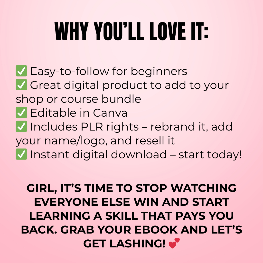 Lash Tech Ebook for Beginners PLR | MRR