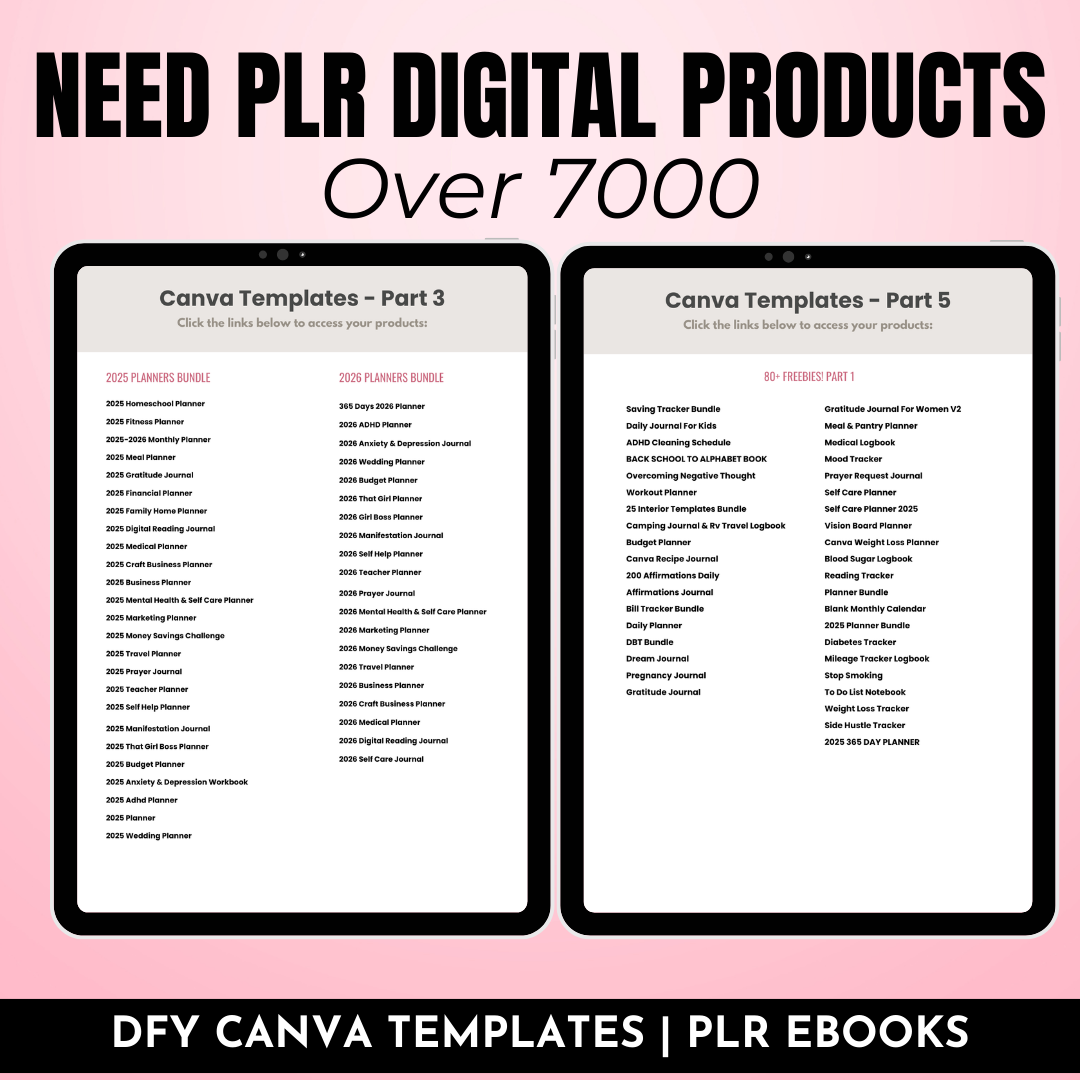 7500 Done For You Planners, Journals, & Trackers PLR