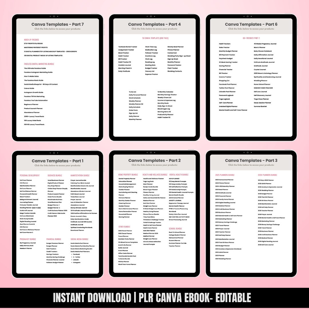 7500 Done For You Planners, Journals, & Trackers PLR